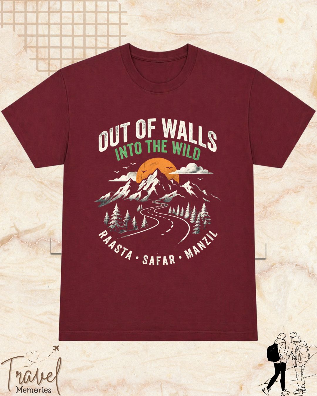 Raasta Safar Manzil Travel Cotton Tshirt
