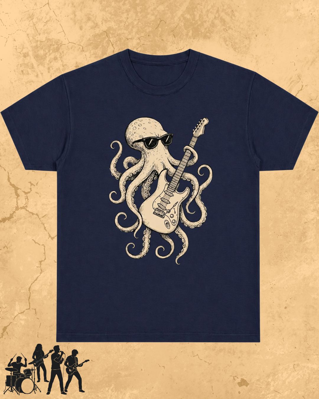 Octopus Guitar Rock Cotton Tshirt