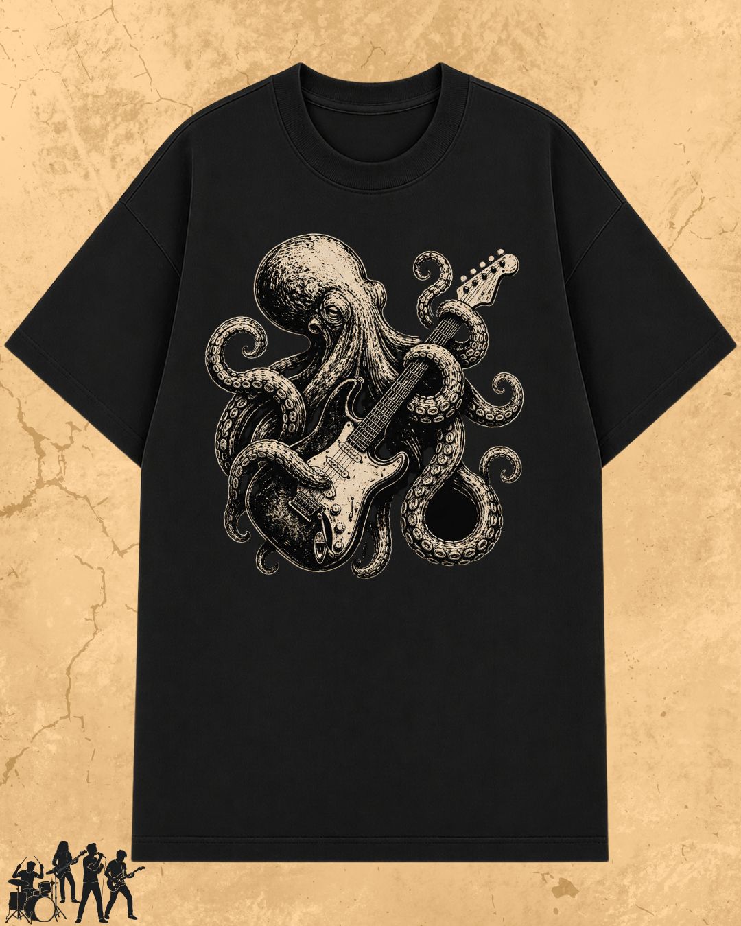 Octopus Guitar Rock Cotton Tshirt