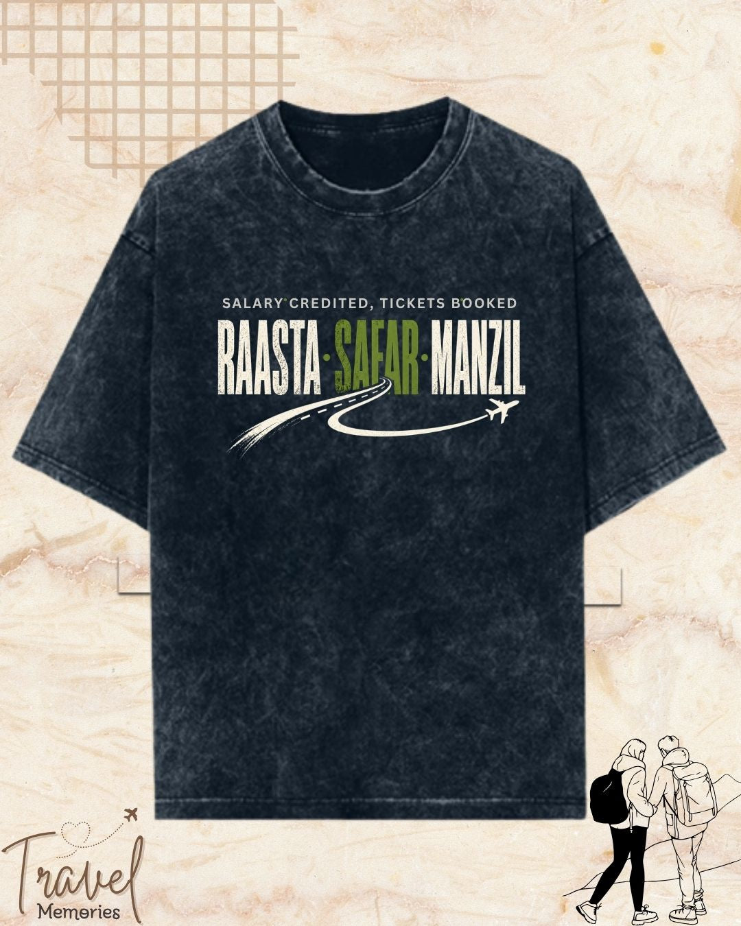 Raasta Safar Manzil Travel Cotton Tshirt