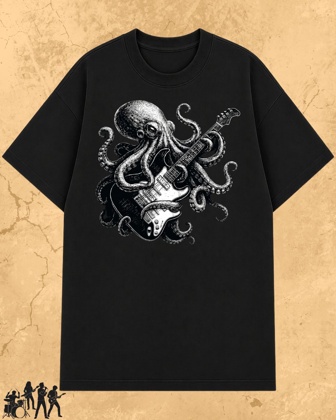 Octopus Guitar Rock Cotton Tshirt