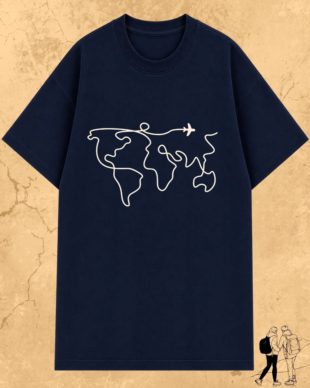 Minimalist Wanderline Travel Cotton Tshirt