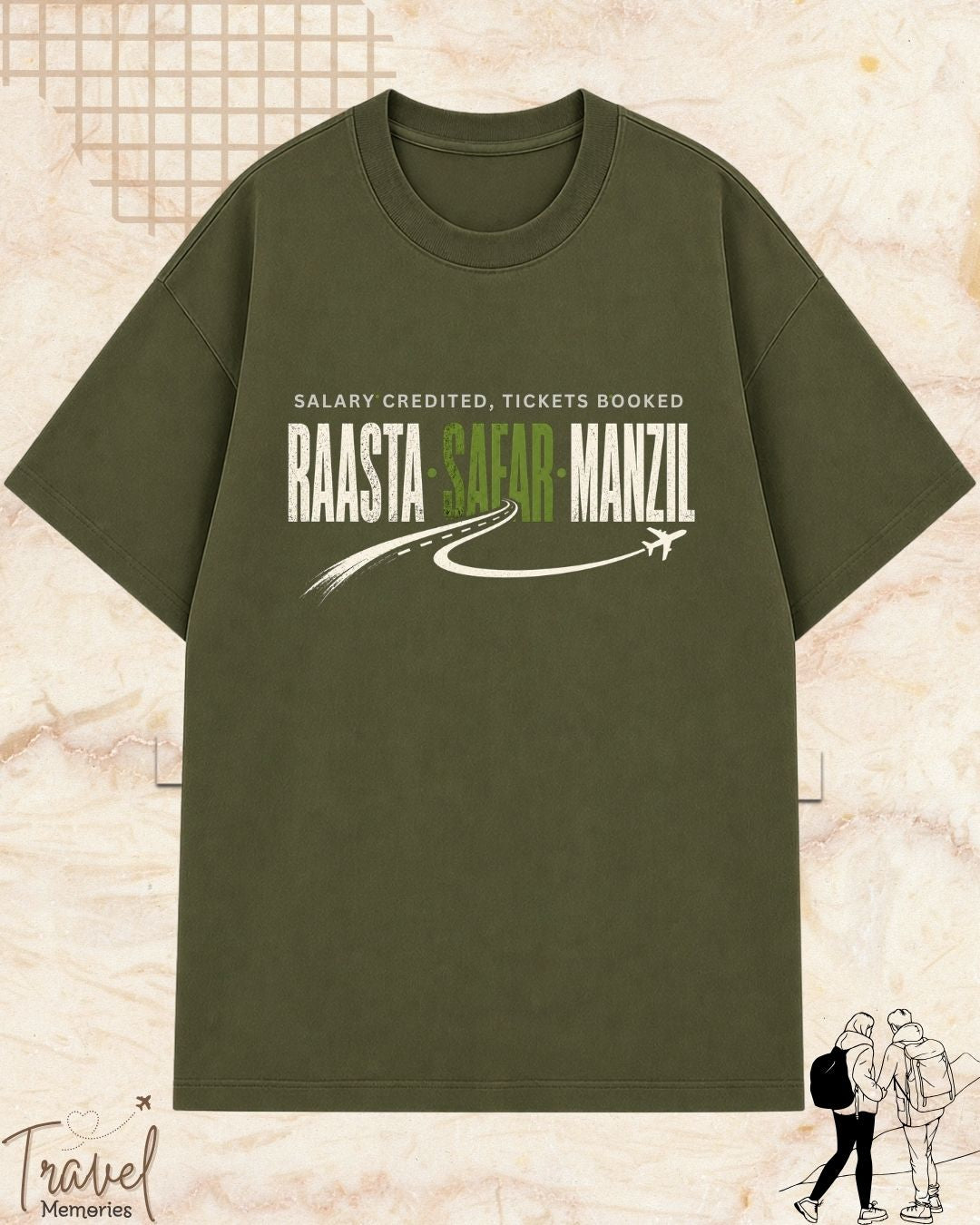 Raasta Safar Manzil Travel Cotton Tshirt