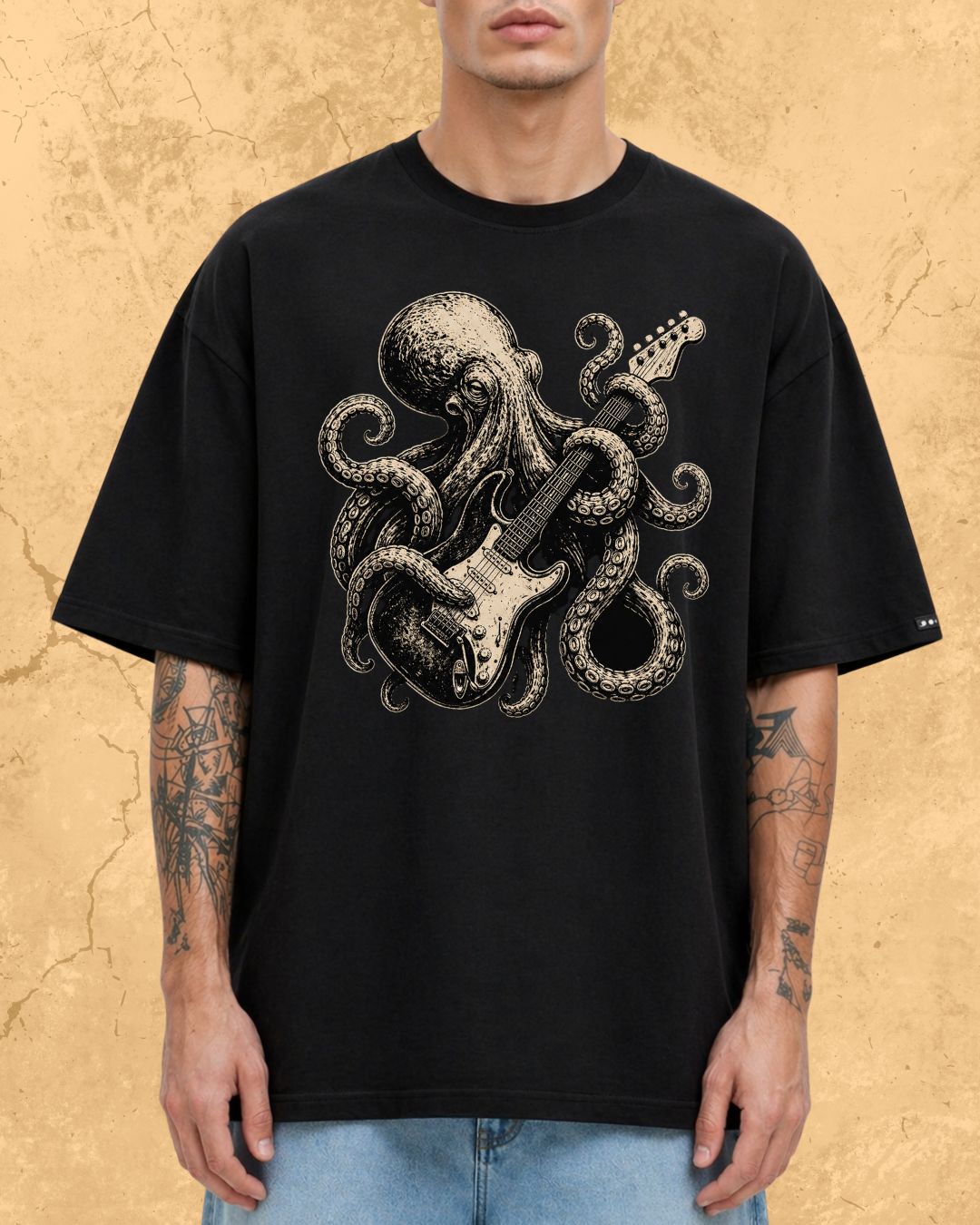 Octopus Guitar Rock Cotton Tshirt