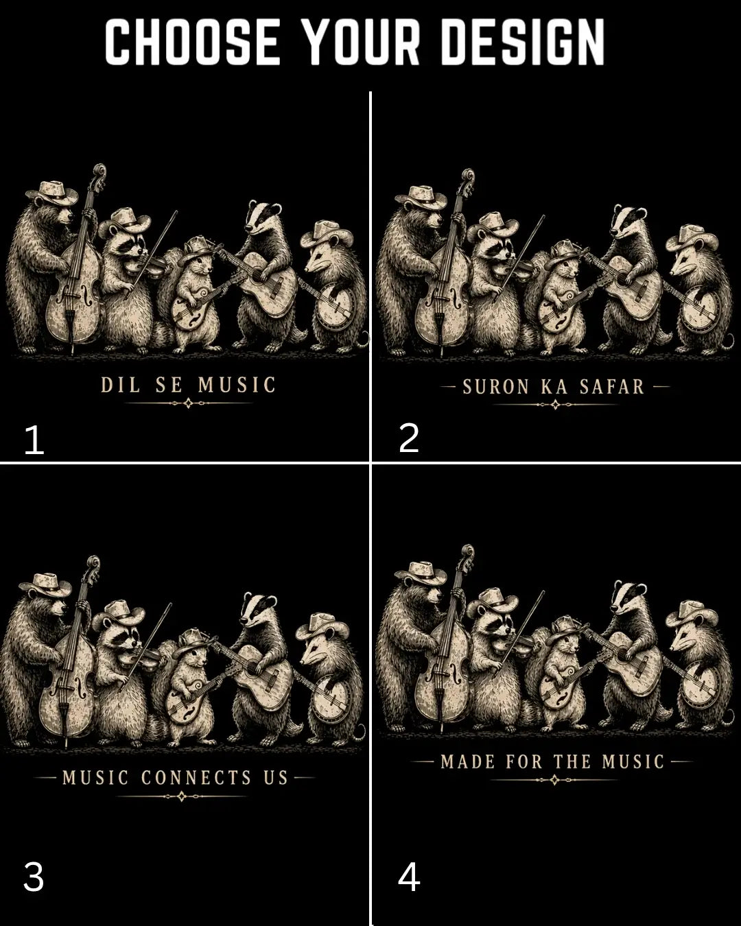 Folk Band Animals Music T-Shirt