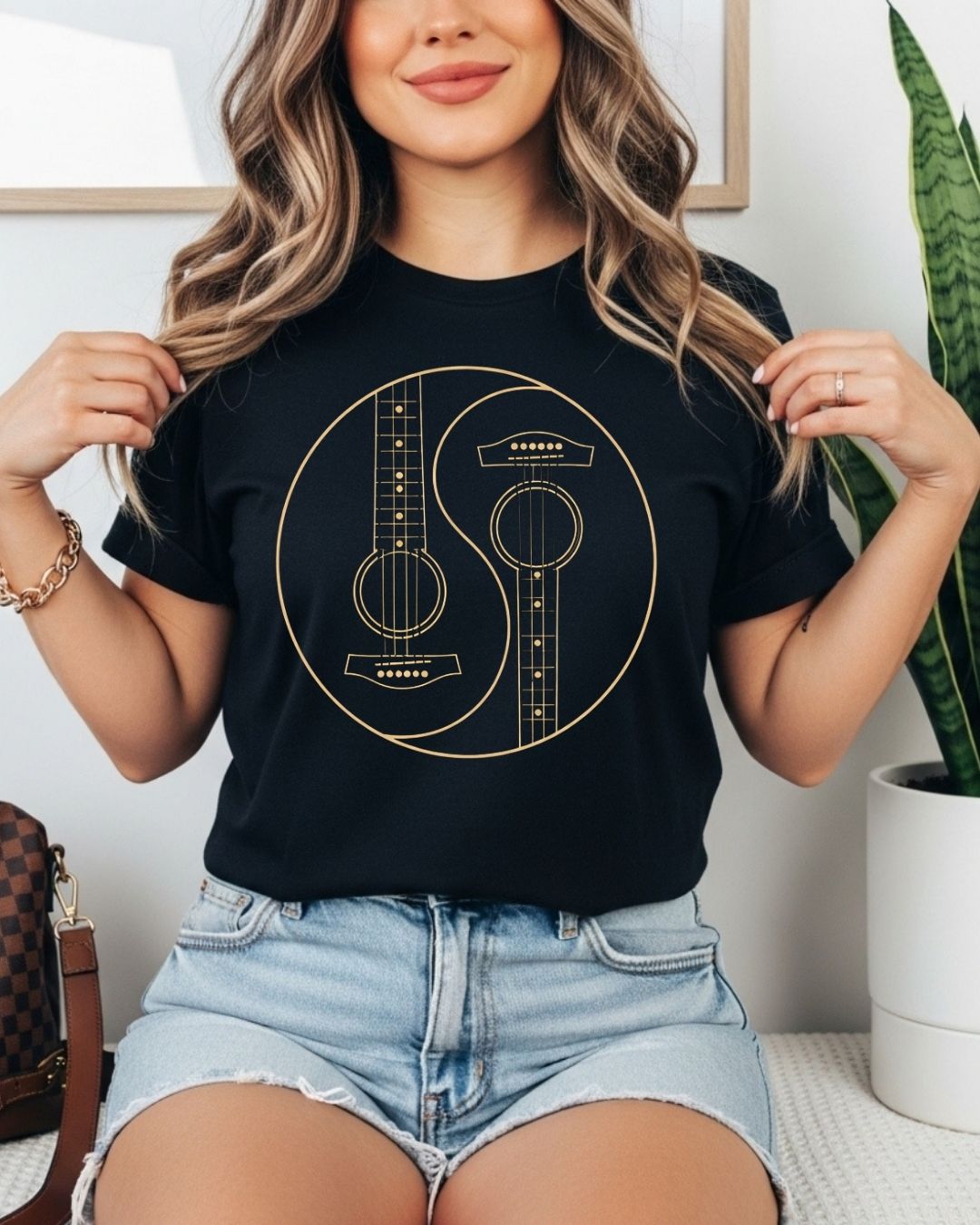Yin Yang Guitar Cotton Tshirt