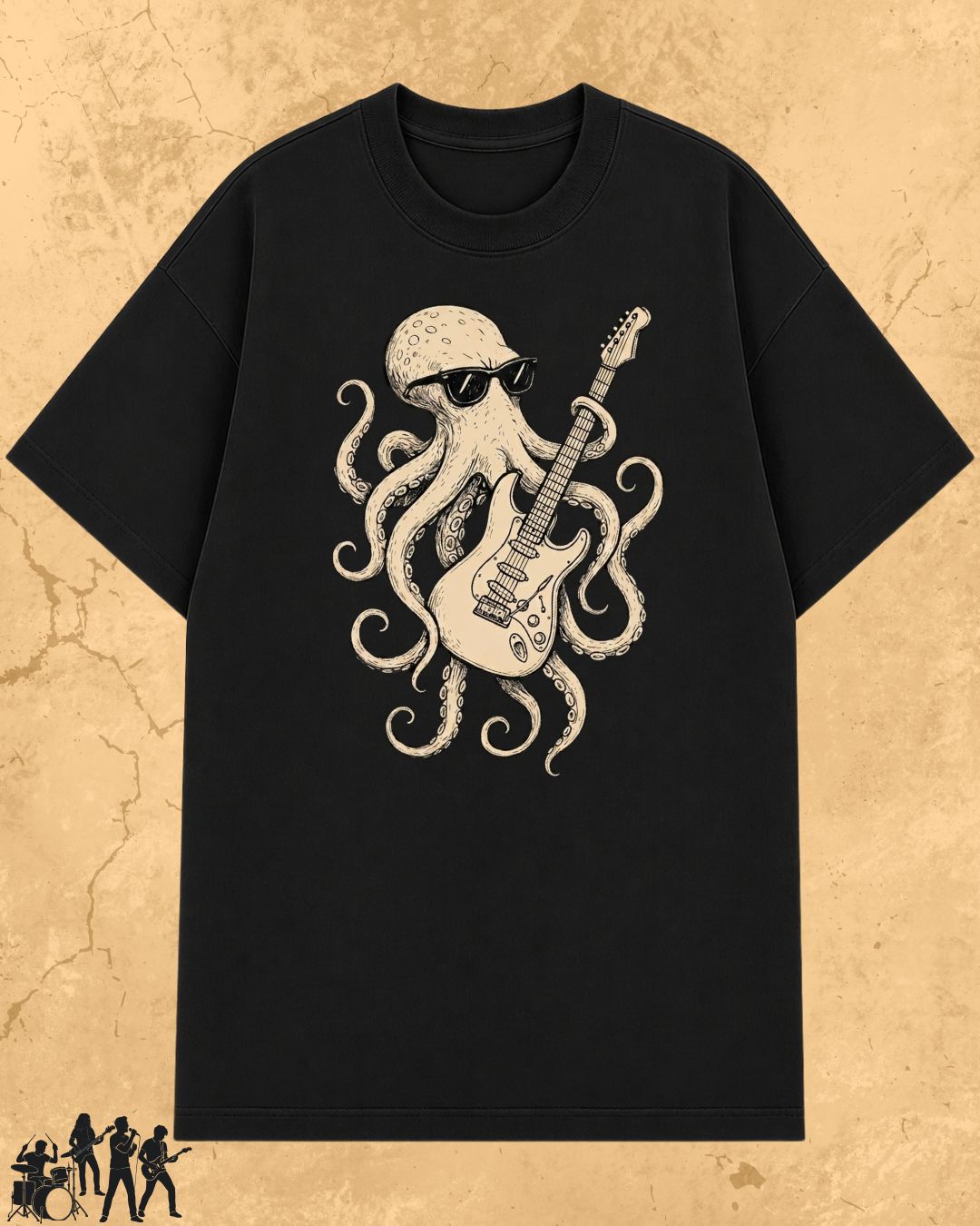 Octopus Guitar Rock Cotton Tshirt