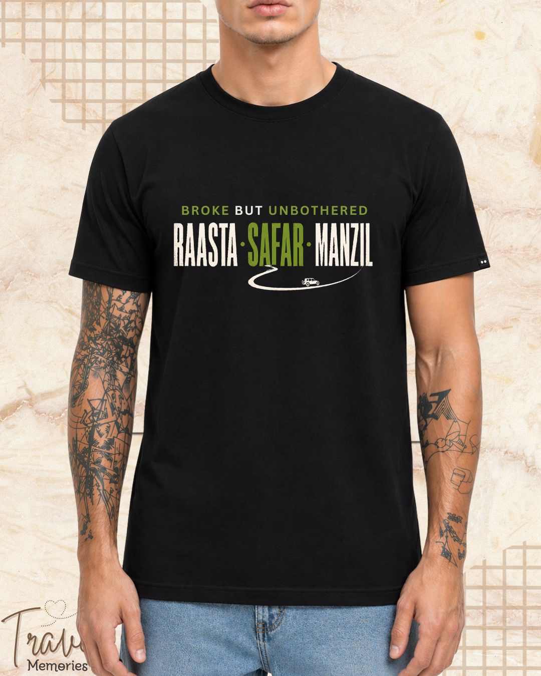Raasta Safar Manzil Travel Cotton Tshirt