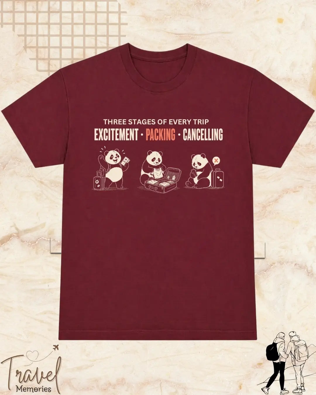 Three Stages of Every Trip Travel Cotton Tshirt Part 2