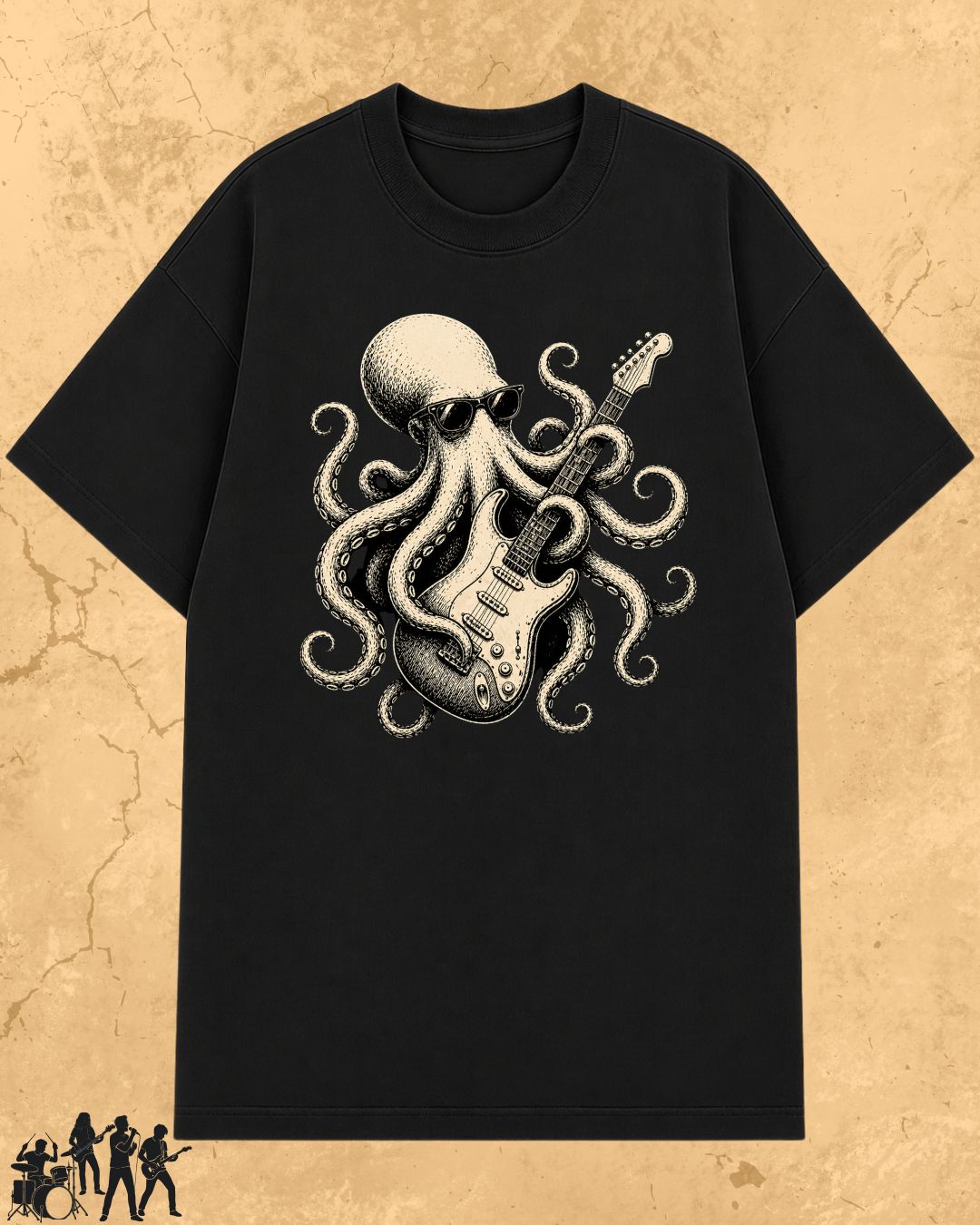 Octopus Guitar Rock Cotton Tshirt