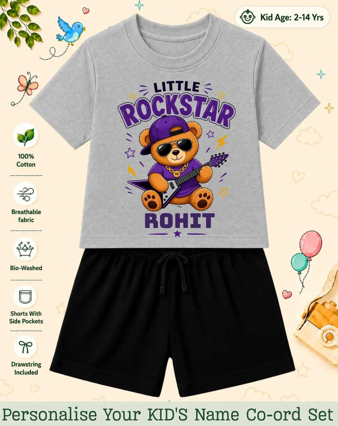 Rockstar Custom Kid Co-ord Set Swiftsoul