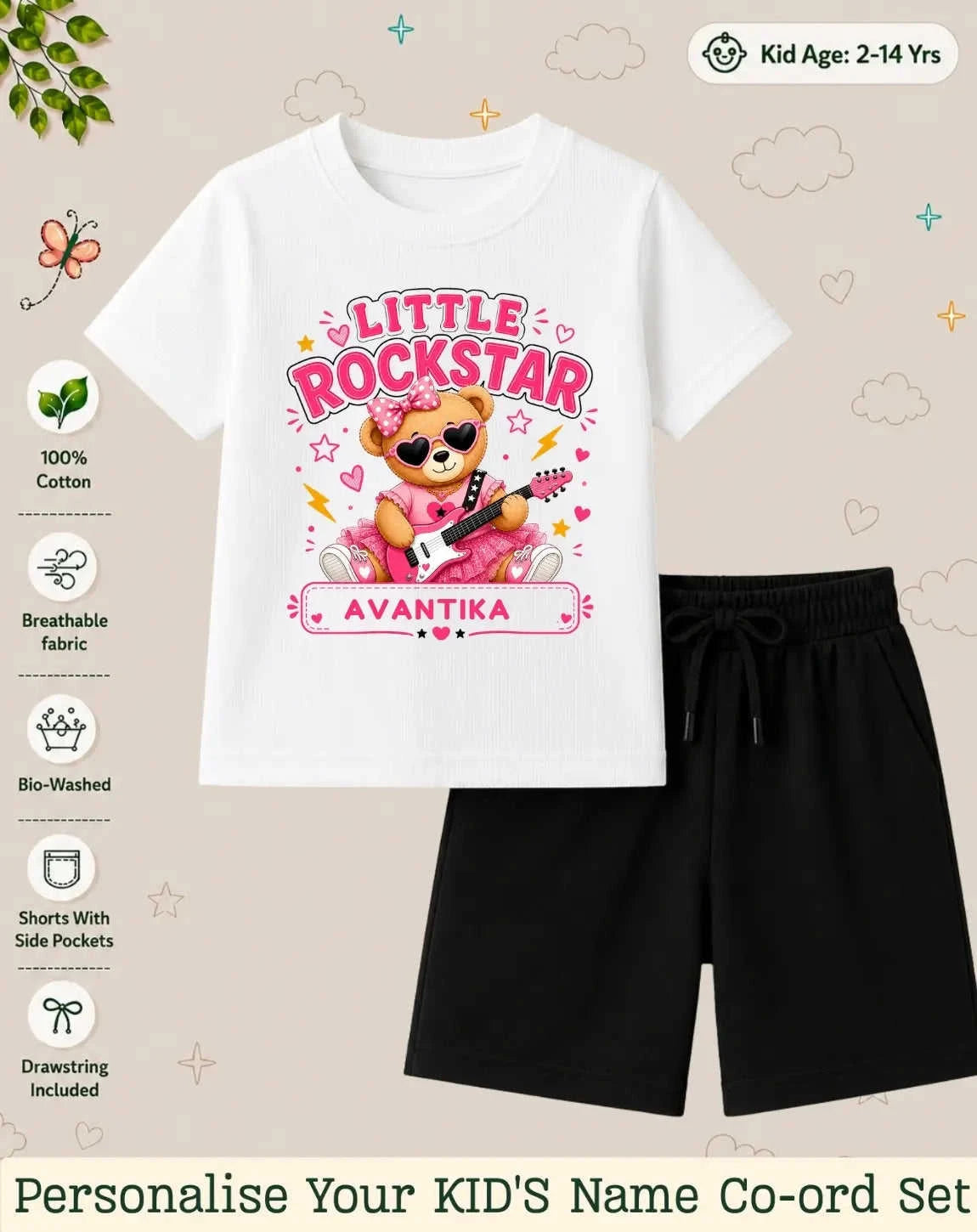 Rockstar Custom Kid Co-ord Set Swiftsoul