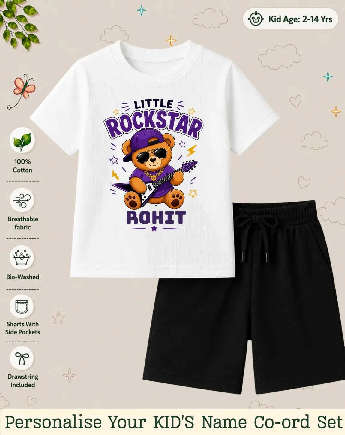 Rockstar Custom Kid Co-ord Set Swiftsoul