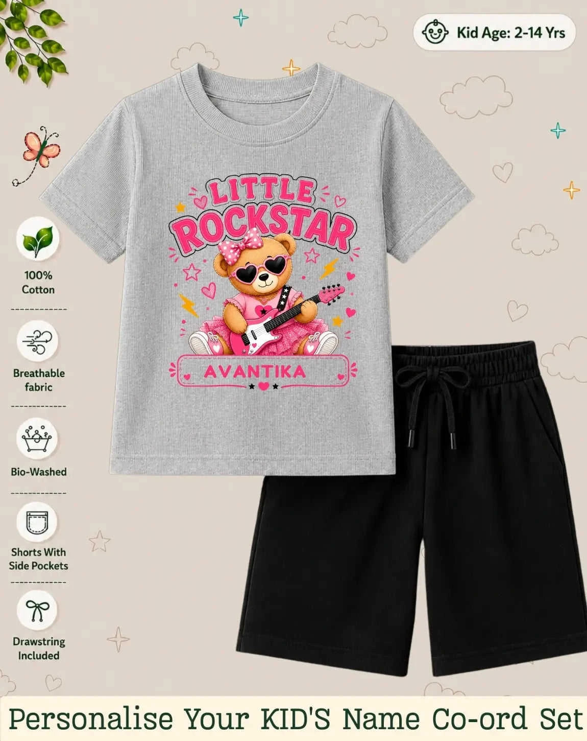 Rockstar Custom Kid Co-ord Set Swiftsoul