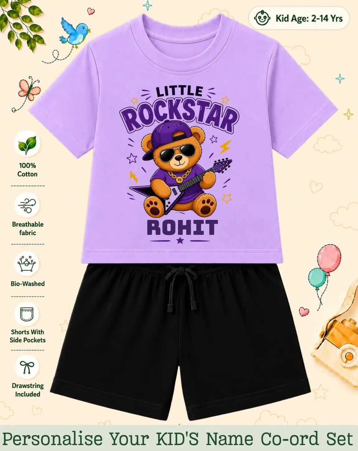 Rockstar Custom Kid Co-ord Set Swiftsoul