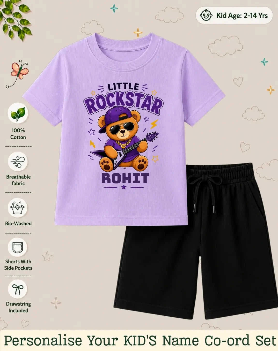 Rockstar Custom Kid Co-ord Set Swiftsoul