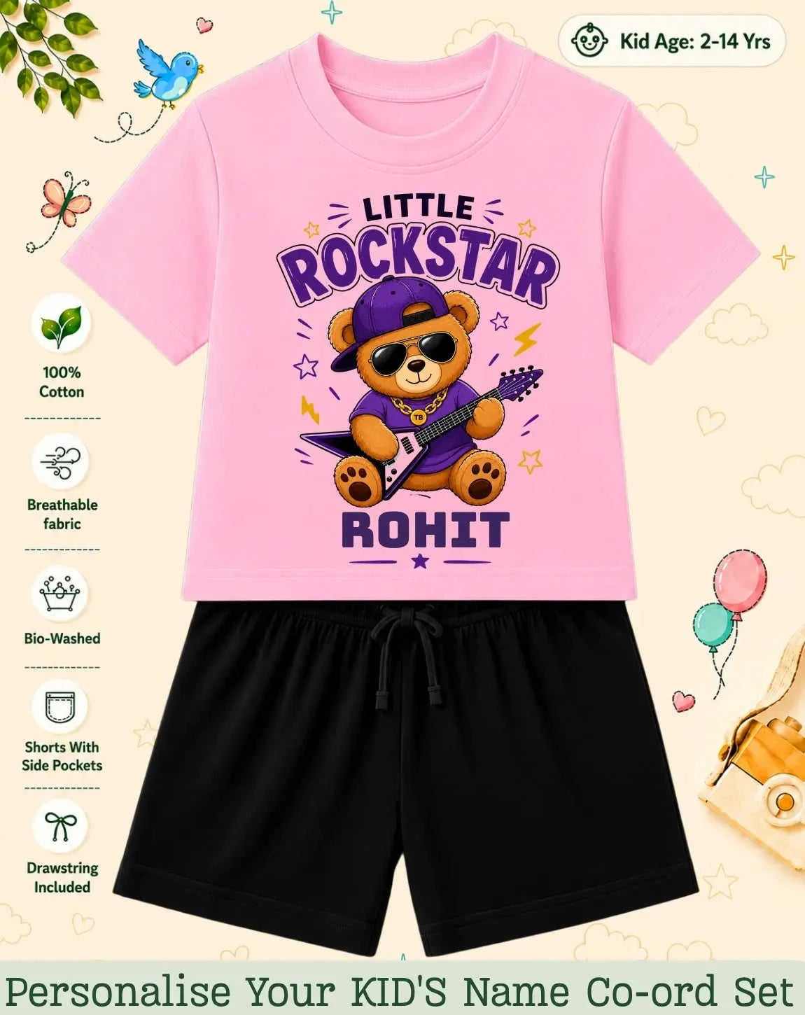 Rockstar Custom Kid Co-ord Set Swiftsoul