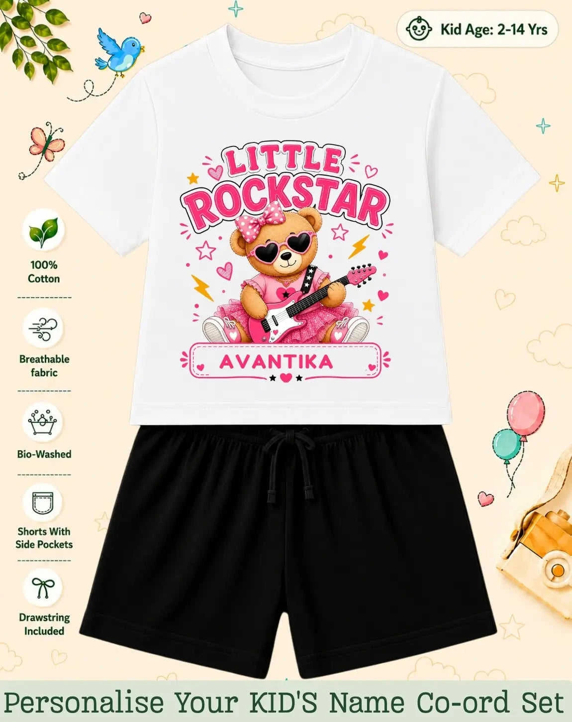 Rockstar Custom Kid Co-ord Set Swiftsoul