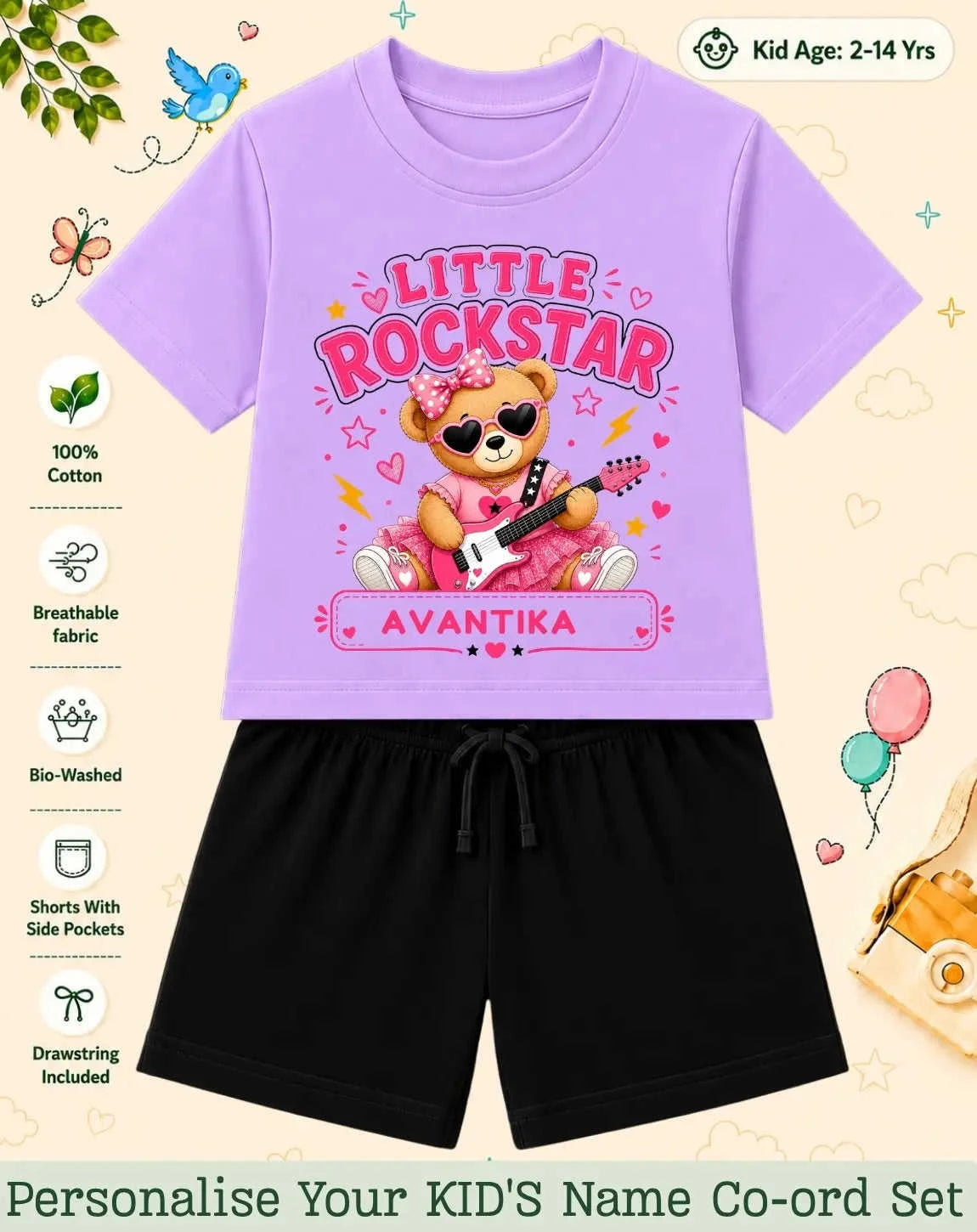 Rockstar Custom Kid Co-ord Set Swiftsoul