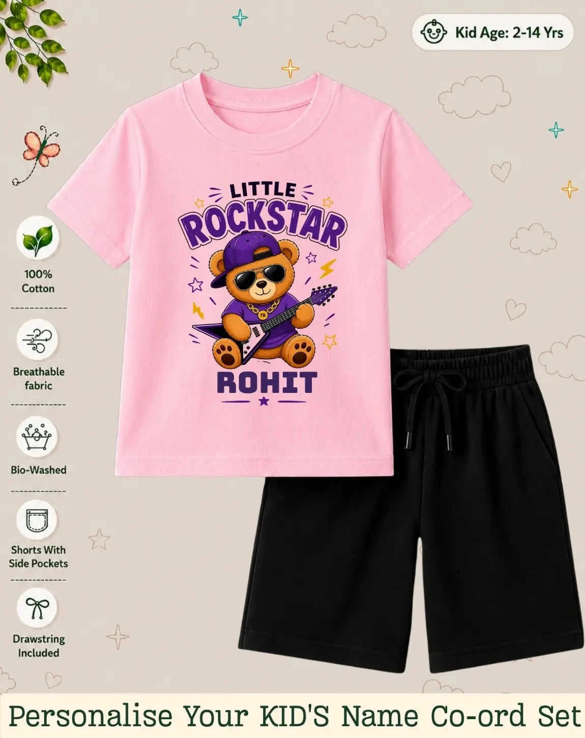 Rockstar Custom Kid Co-ord Set Swiftsoul
