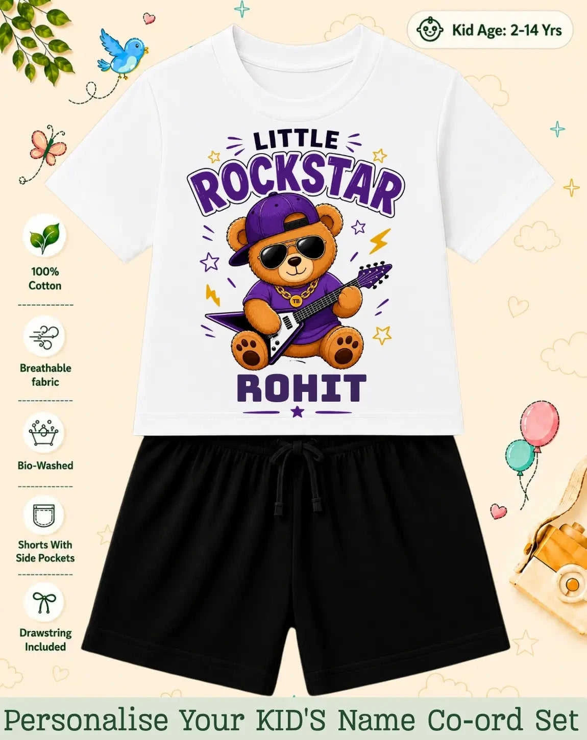 Rockstar Custom Kid Co-ord Set Swiftsoul