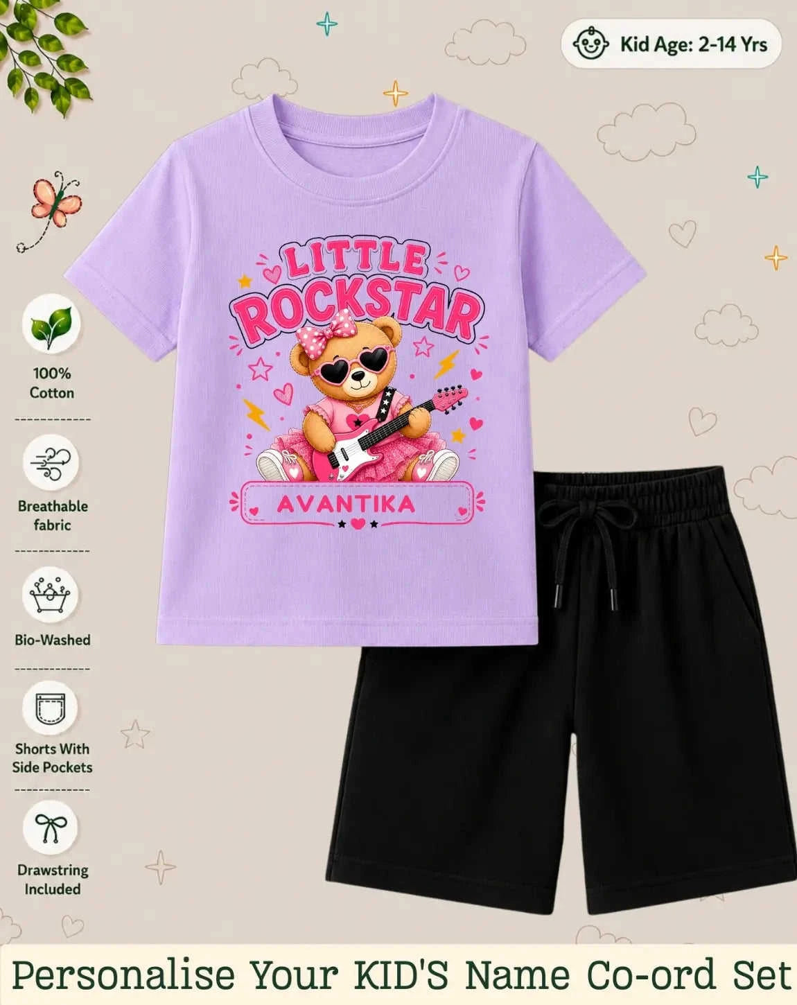 Rockstar Custom Kid Co-ord Set Swiftsoul