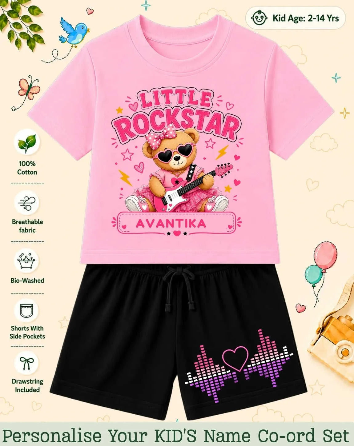 Rockstar Custom Kid's Co-ord Set Swiftsoul