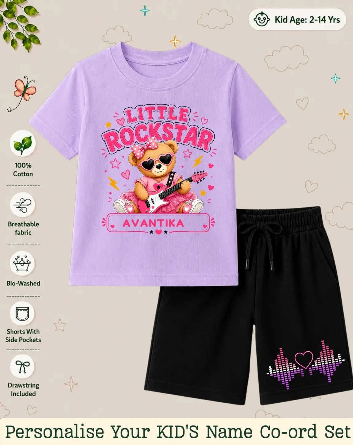 Rockstar Custom Kid's Co-ord Set Swiftsoul