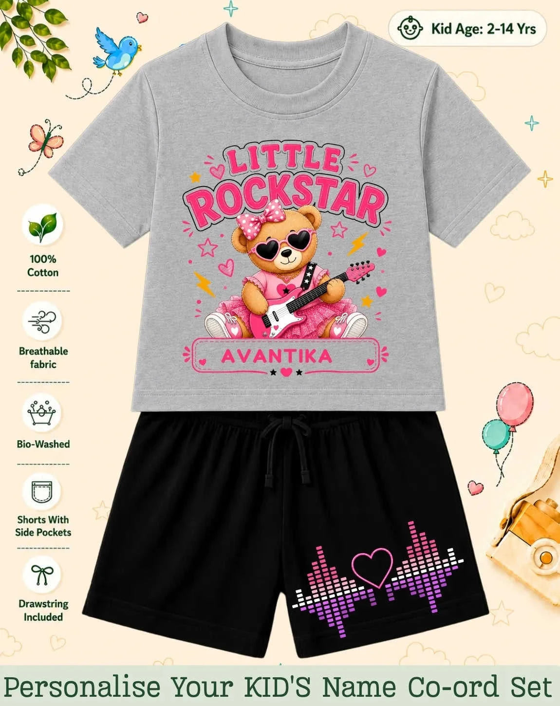 Rockstar Custom Kid's Co-ord Set Swiftsoul