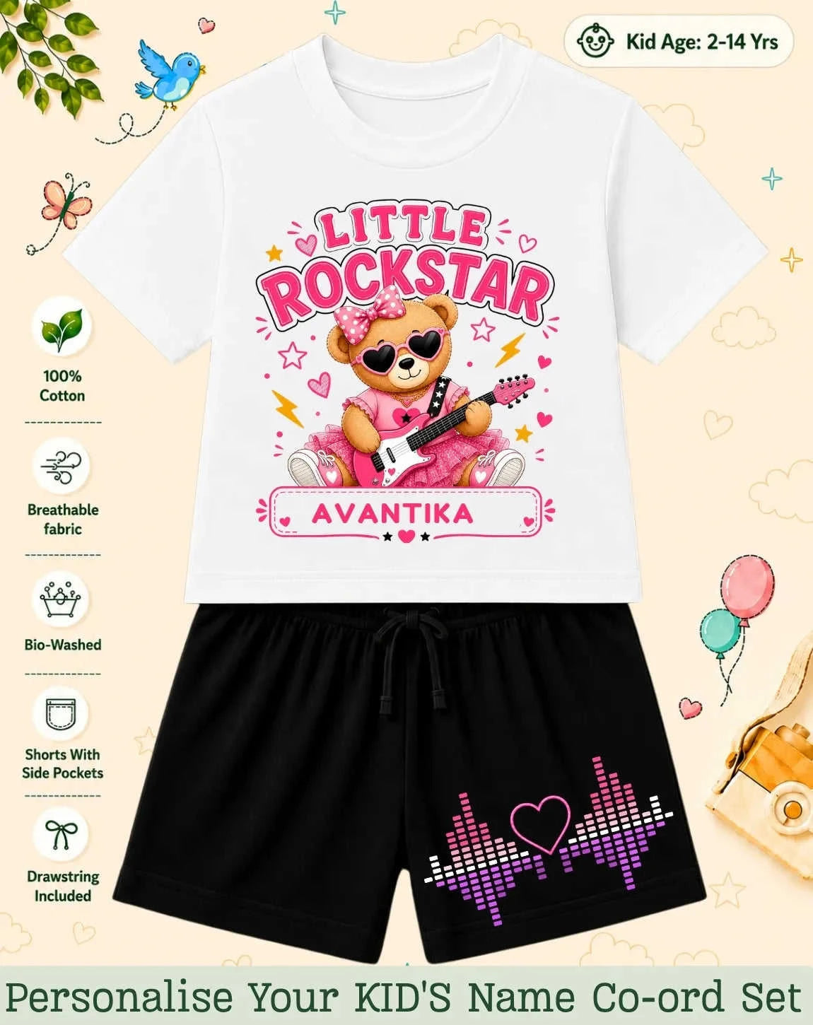 Rockstar Custom Kid's Co-ord Set Swiftsoul
