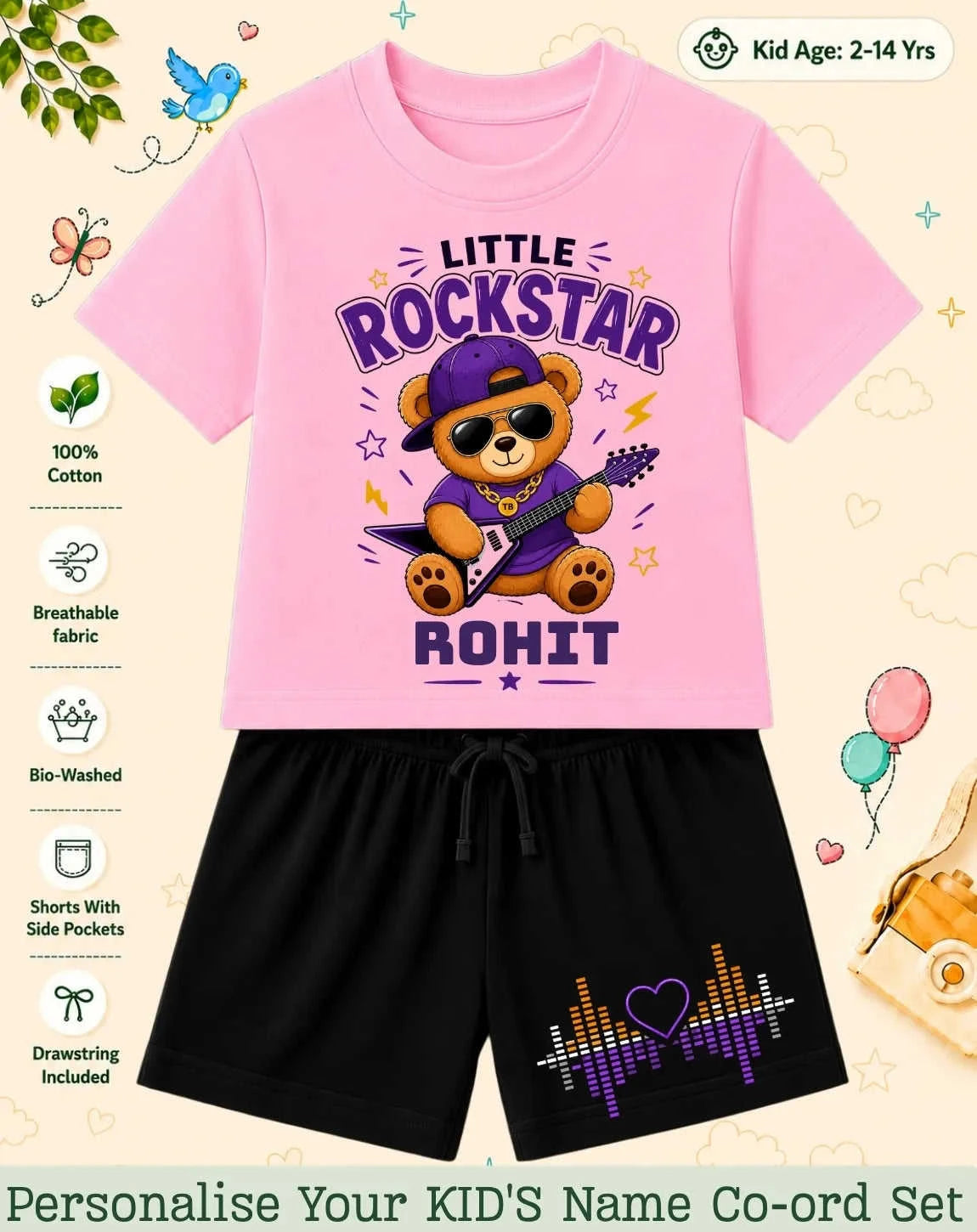 Rockstar Custom Kid's Co-ord Set Swiftsoul