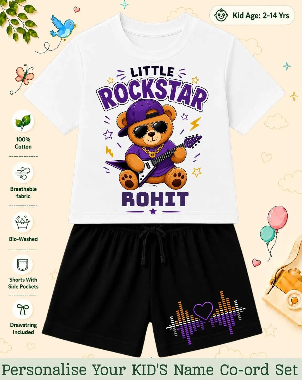 Rockstar Custom Kid's Co-ord Set Swiftsoul