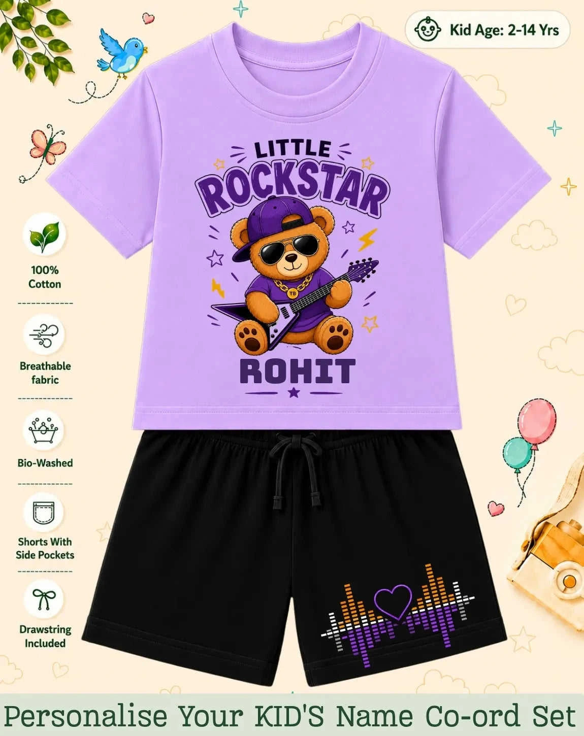 Rockstar Custom Kid's Co-ord Set Swiftsoul