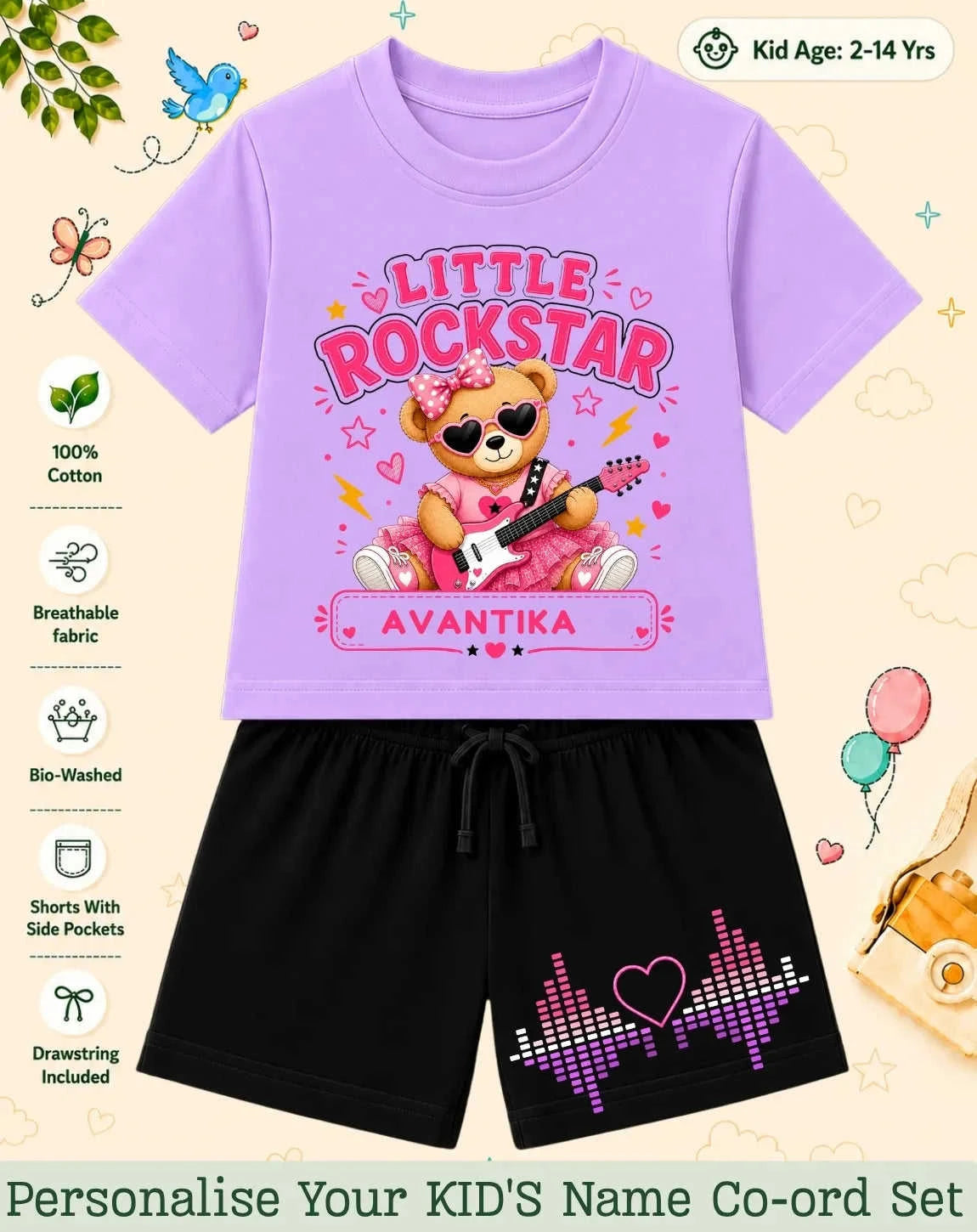 Rockstar Custom Kid's Co-ord Set Swiftsoul
