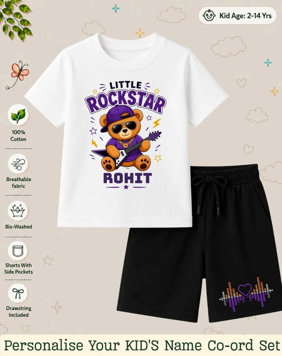 Rockstar Custom Kid's Co-ord Set Swiftsoul