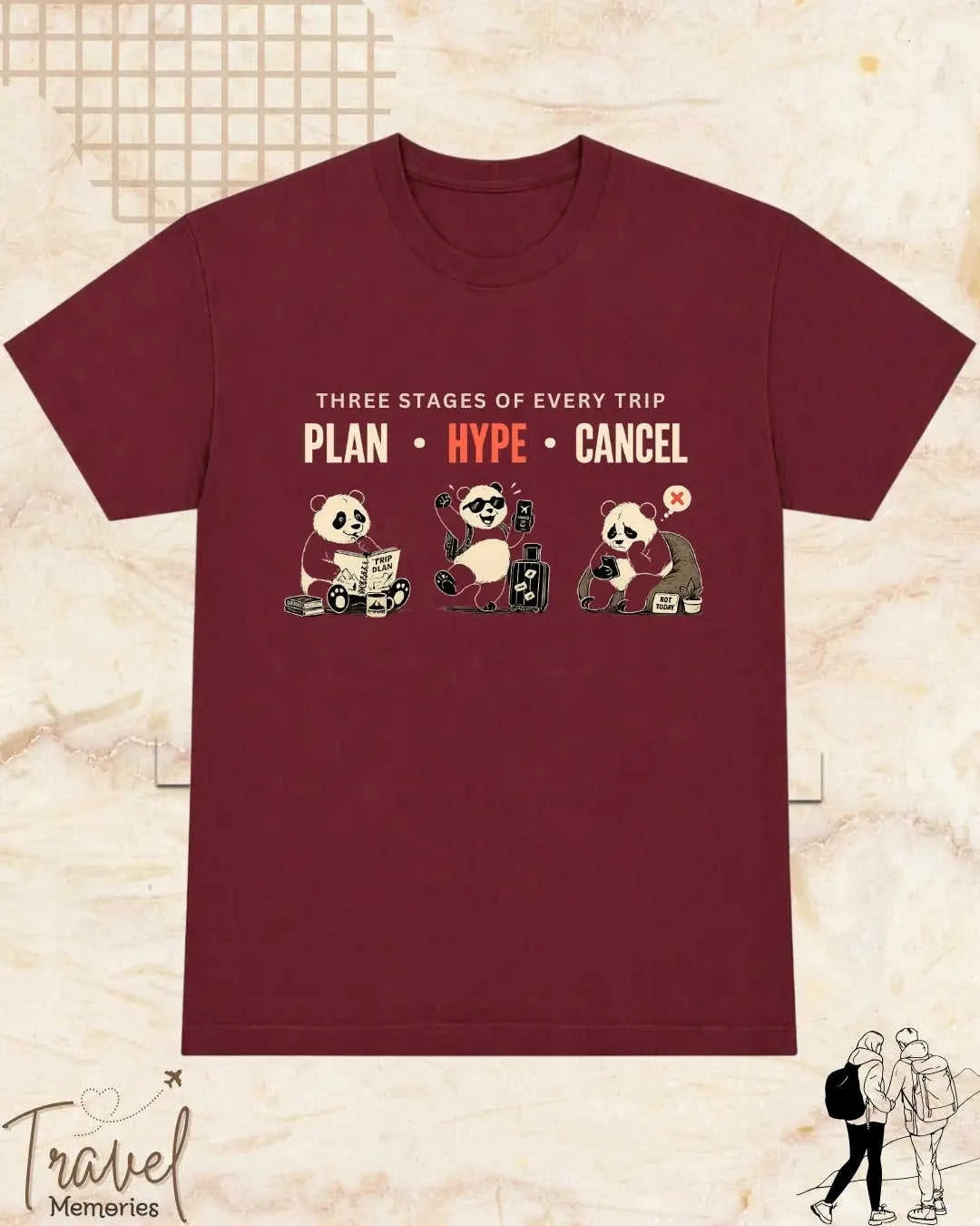 Three Stages of Every Trip Travel Cotton Tshirt Part 1 Swiftsoul
