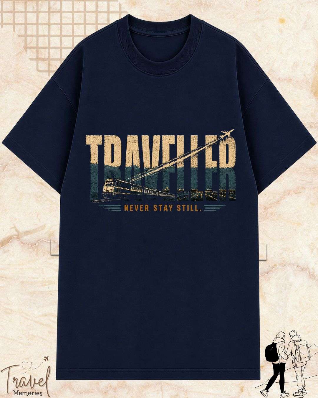 Vintage Travel Vibes Cotton Tshirt Swiftsoul 