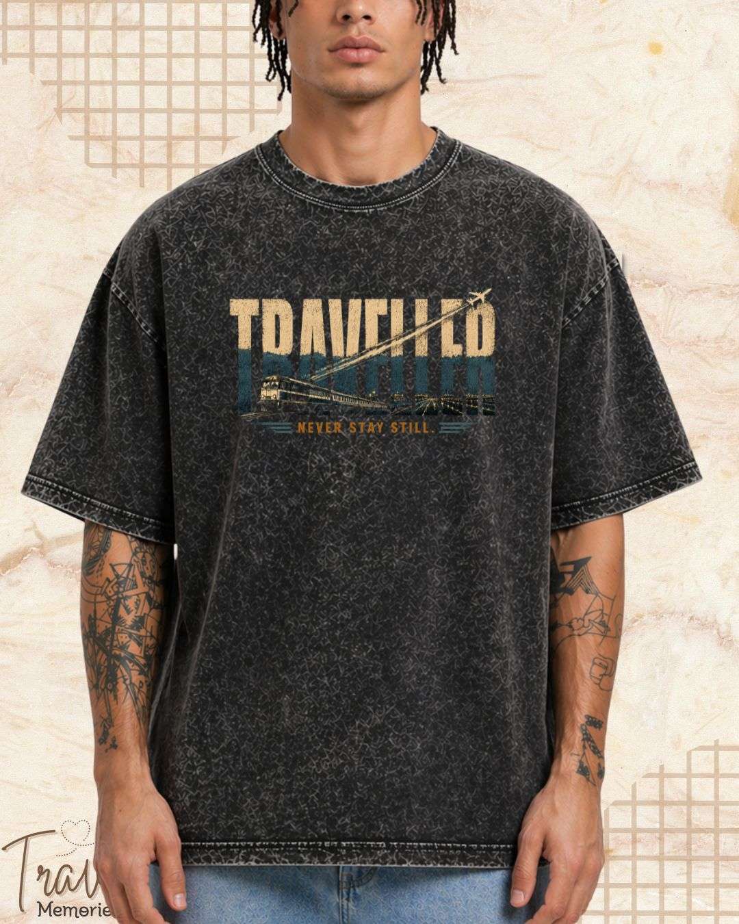 Vintage Travel Vibes Cotton Tshirt Swiftsoul 