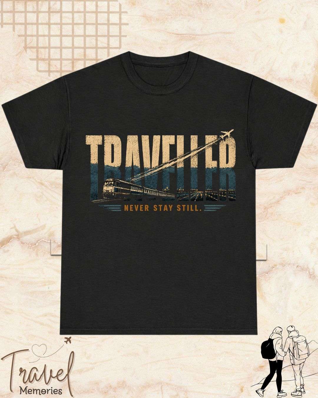 Vintage Travel Vibes Cotton Tshirt Swiftsoul 