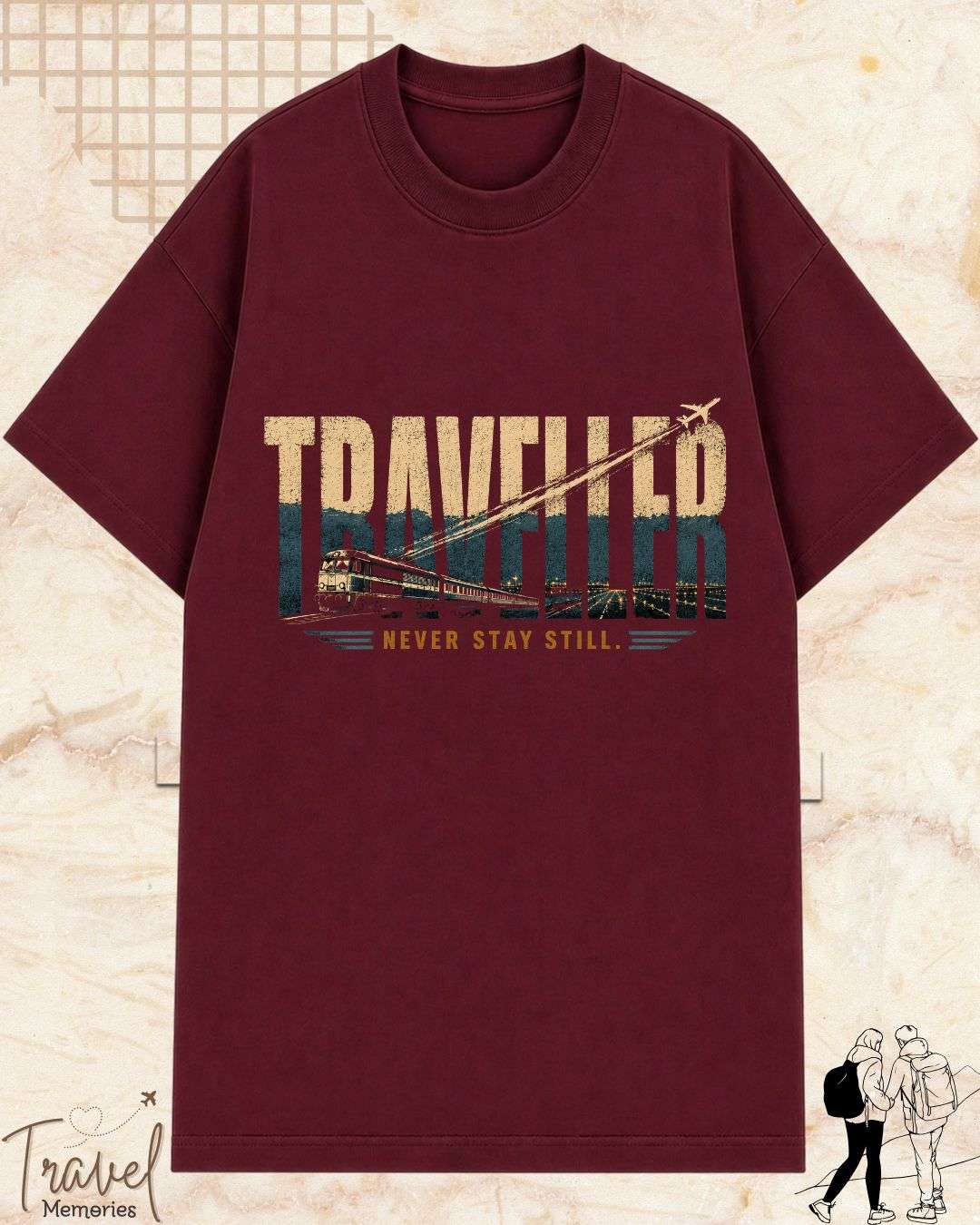 Vintage Travel Vibes Cotton Tshirt Swiftsoul 