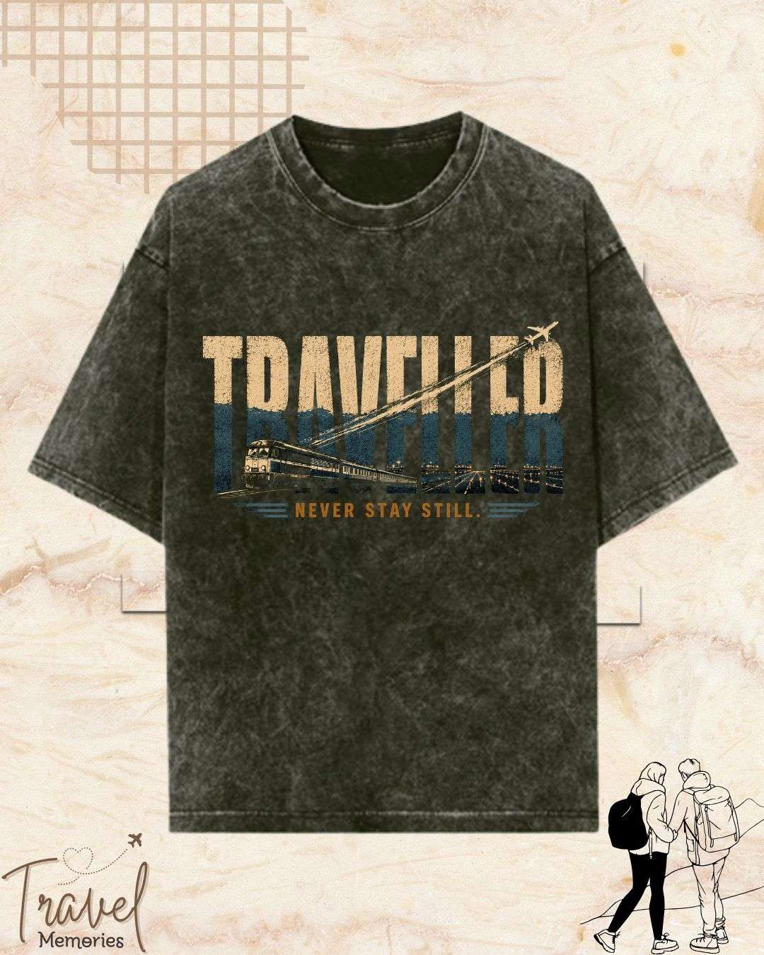 Vintage Travel Vibes Cotton Tshirt Swiftsoul 