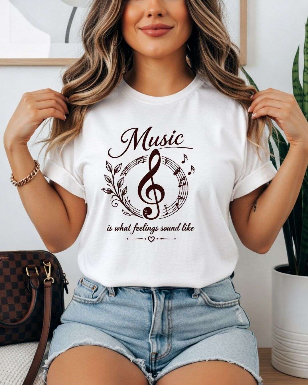 White Music Is What Feelings Sound Like Cotton Tshirt Billien LLC 