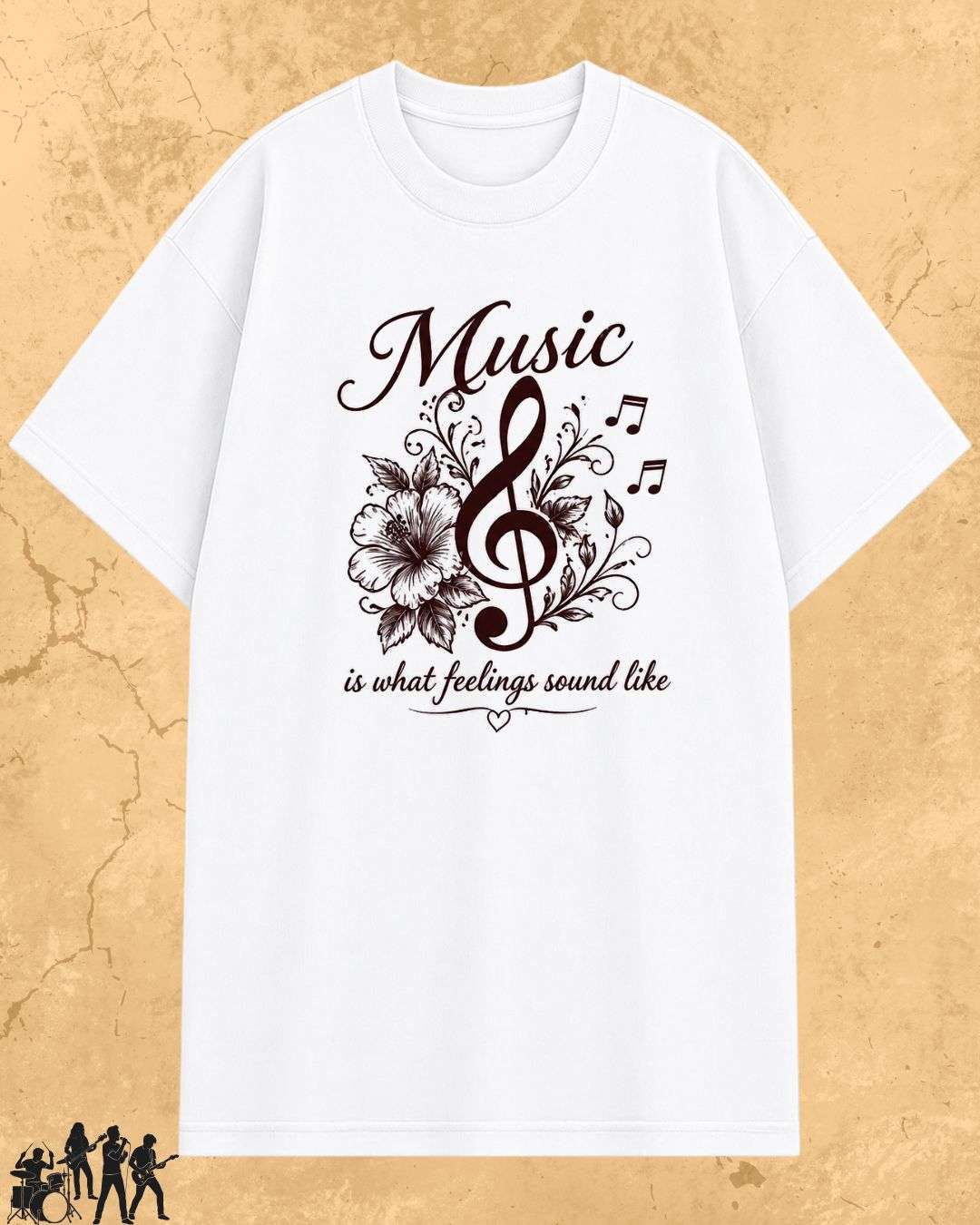 White Music Is What Feelings Sound Like Cotton Tshirt Billien LLC 