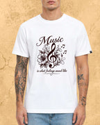 White Music Is What Feelings Sound Like Cotton Tshirt Billien LLC 