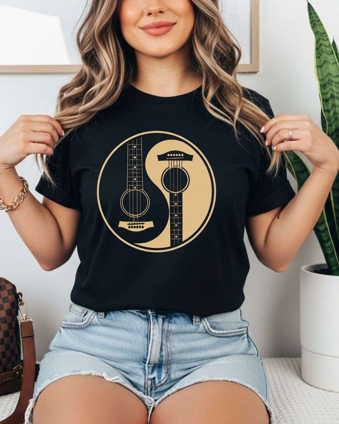 Yin Yang Guitar Cotton Tshirt Billien LLC 
