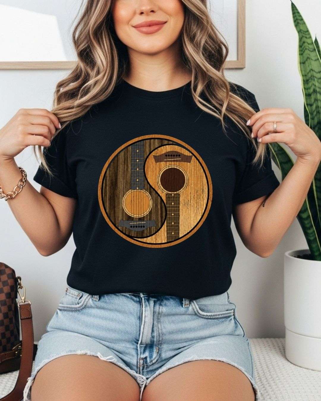Yin Yang Guitar Cotton Tshirt Billien LLC 